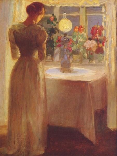 Anna Ancher Young Girl Before a Lit Lamp China oil painting art